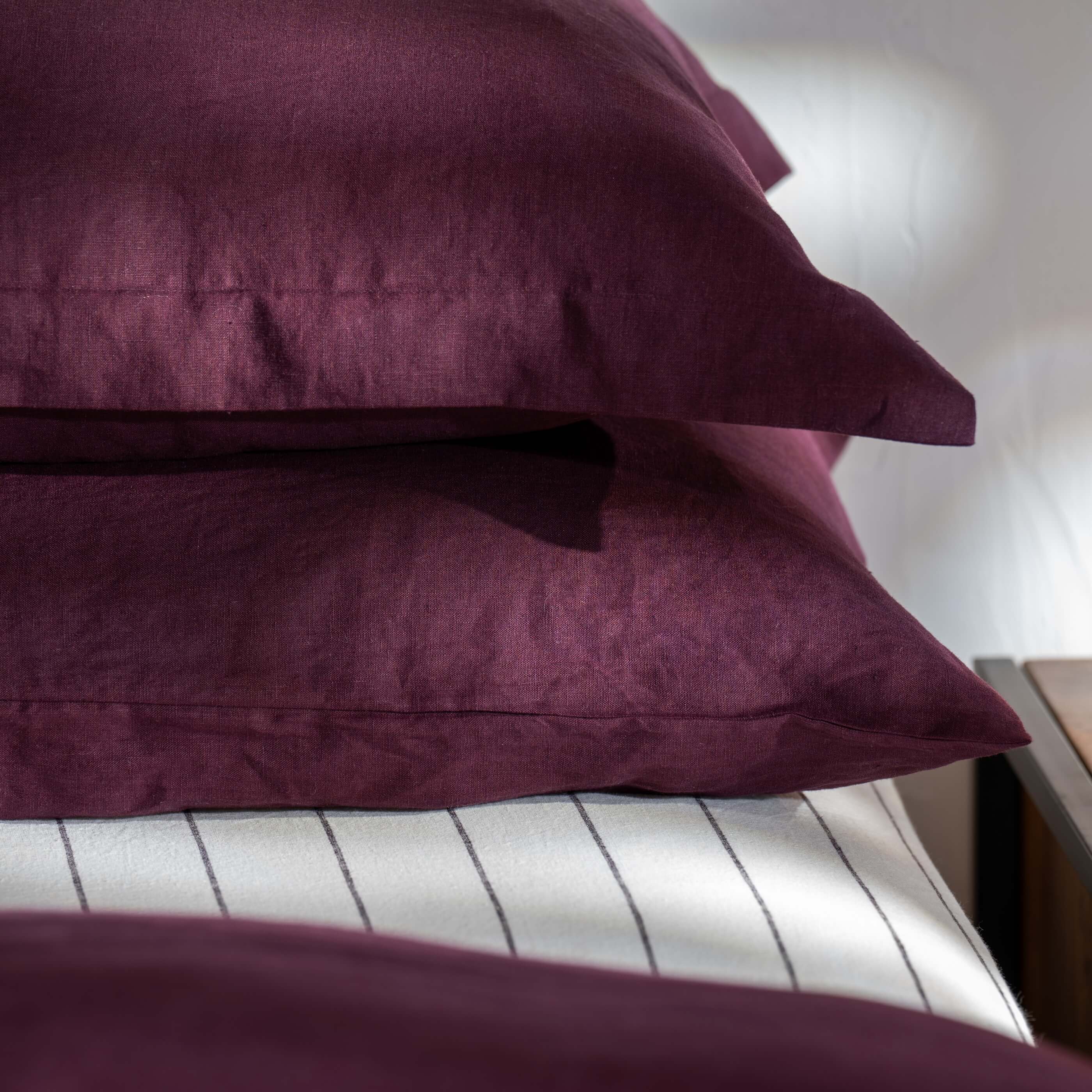Aubergine French Linen Pillowcases - Image 3