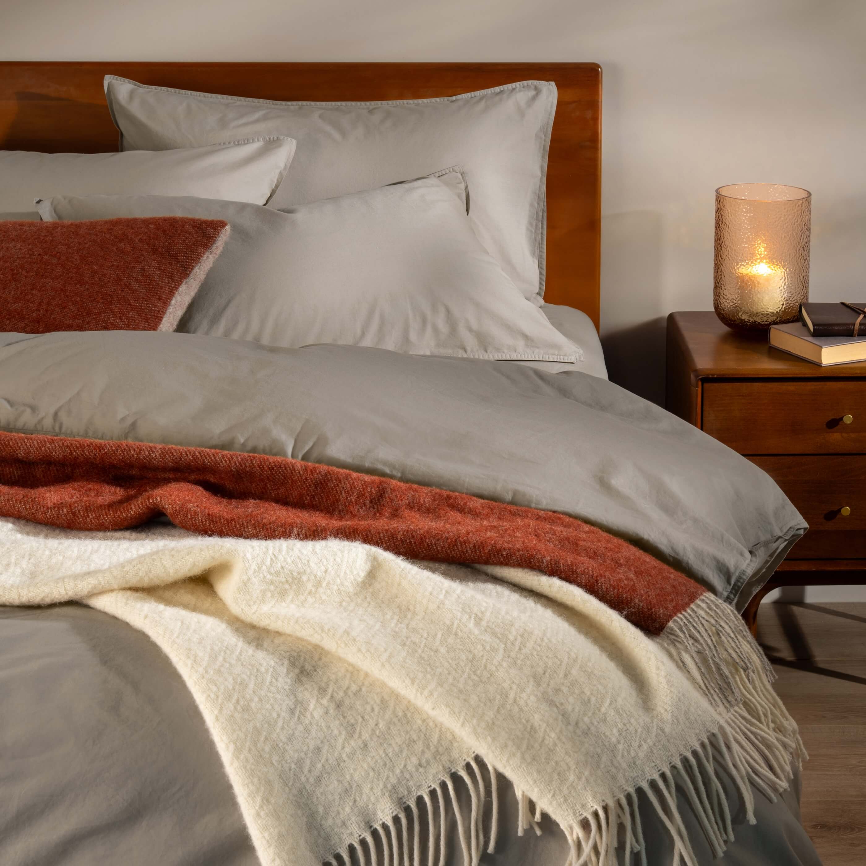 Burnt Orange Reversible Pure Wool Cushion - Image 4