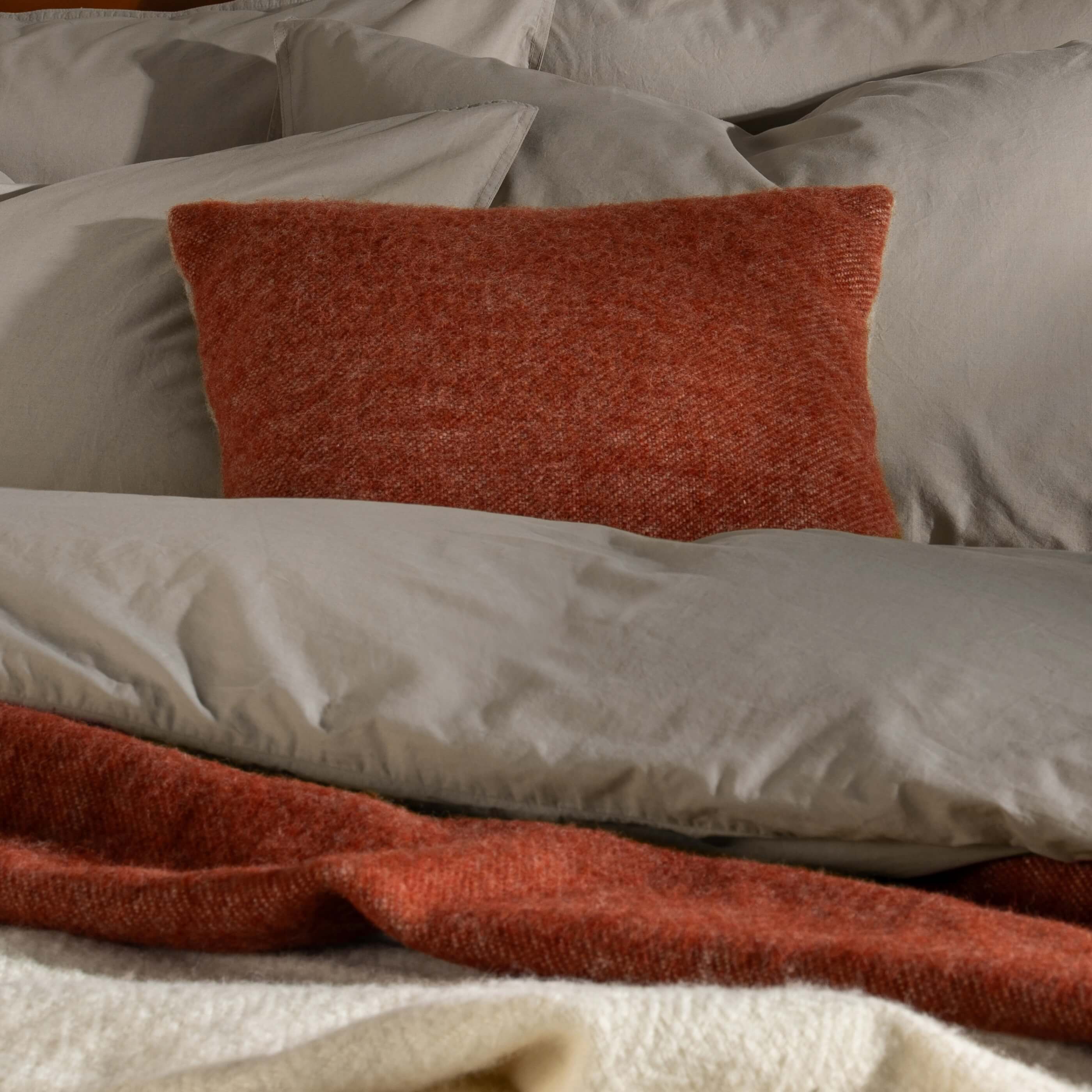 Burnt Orange Reversible Pure Wool Cushion - Image 5