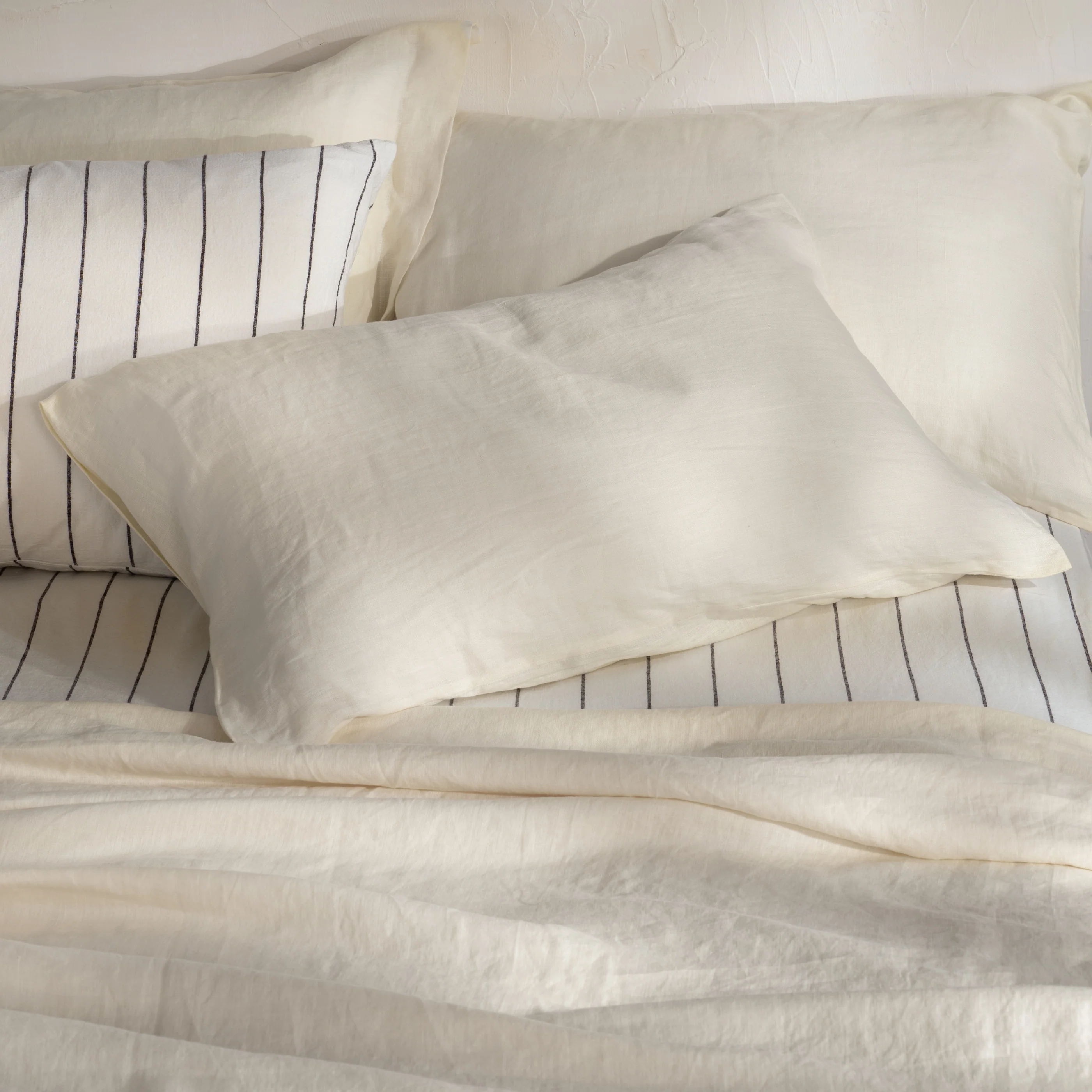 Chalky White French Linen 40cm Deep Fitted Sheets