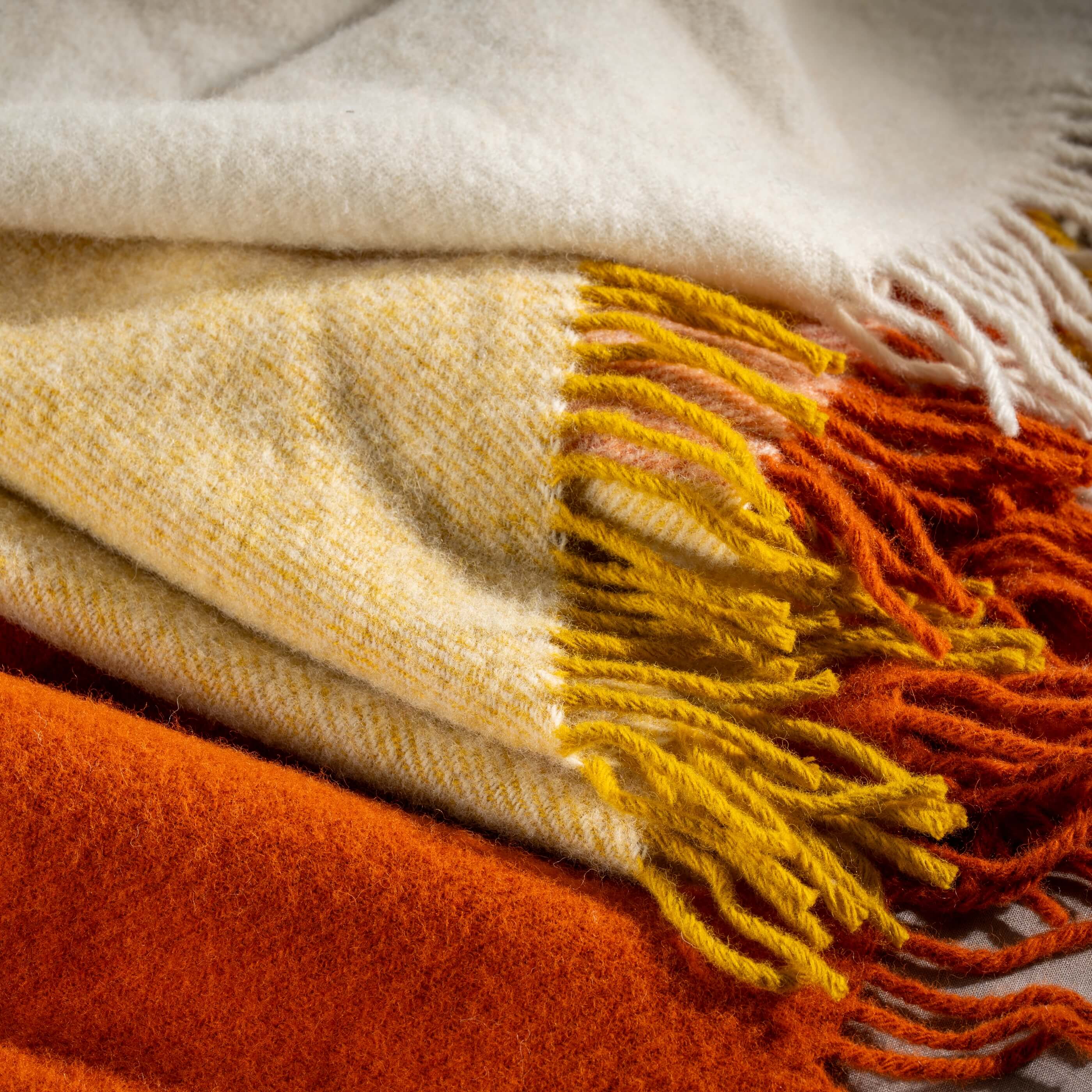 Cinnamon Wool Block Colour Check Throw