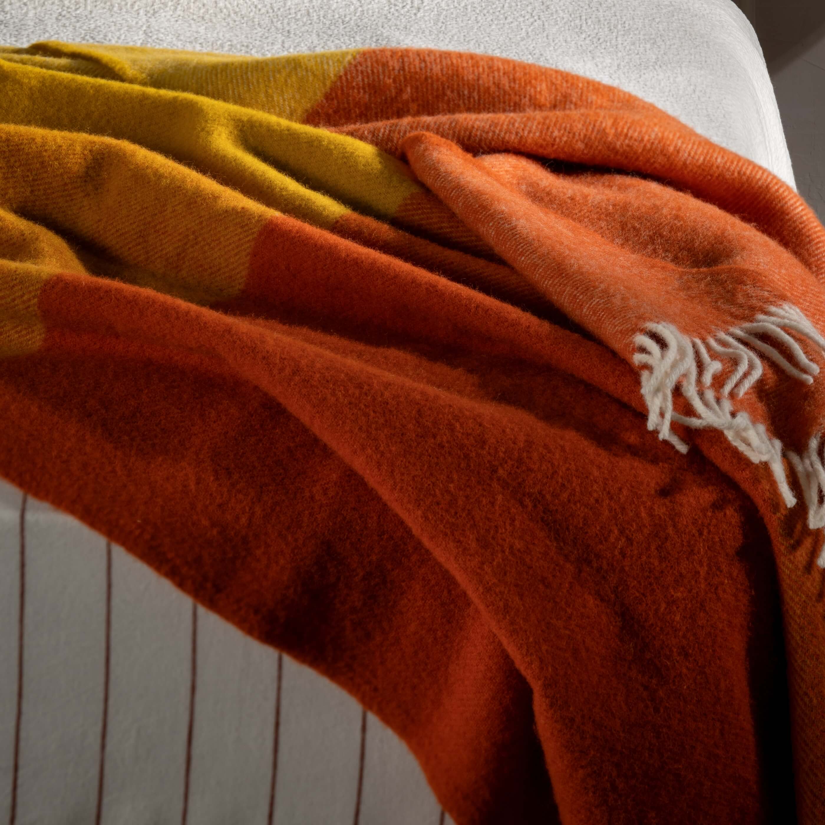 Cinnamon Wool Block Colour Check Throw - Image 2