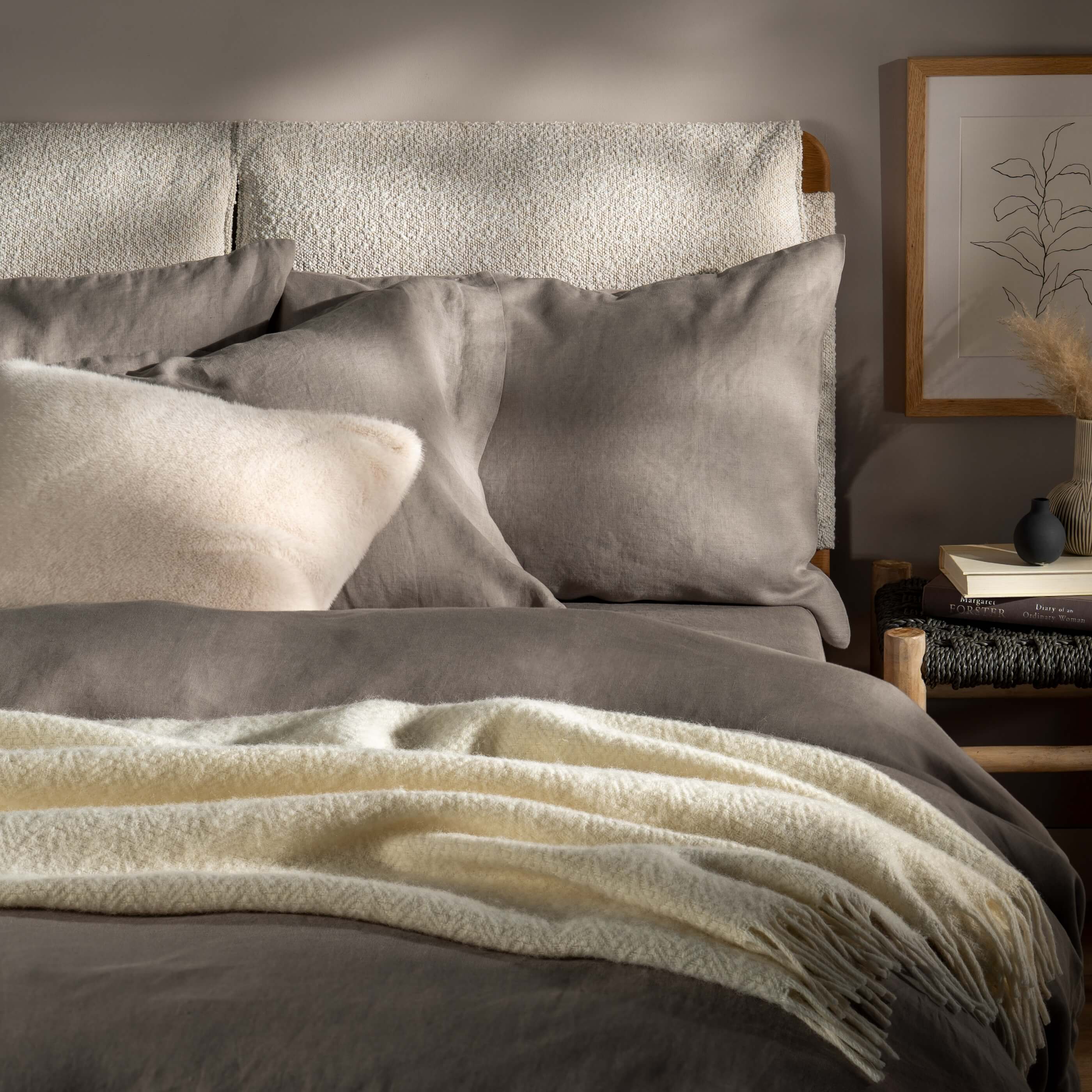 Cream Pure Wool Textured Throw - Image 2