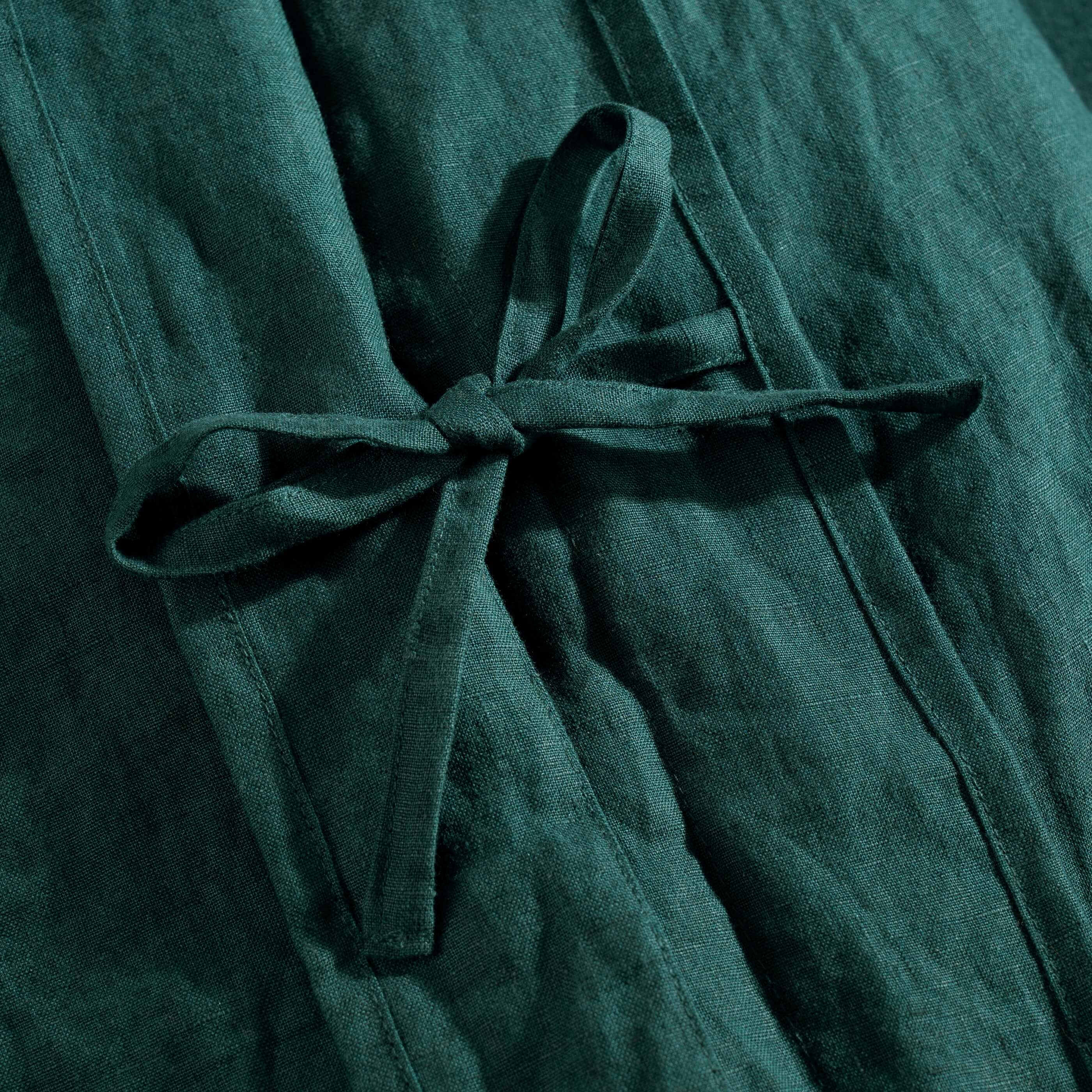Dark Emerald Green French Linen Bedding and Bed Sheets - Image 4