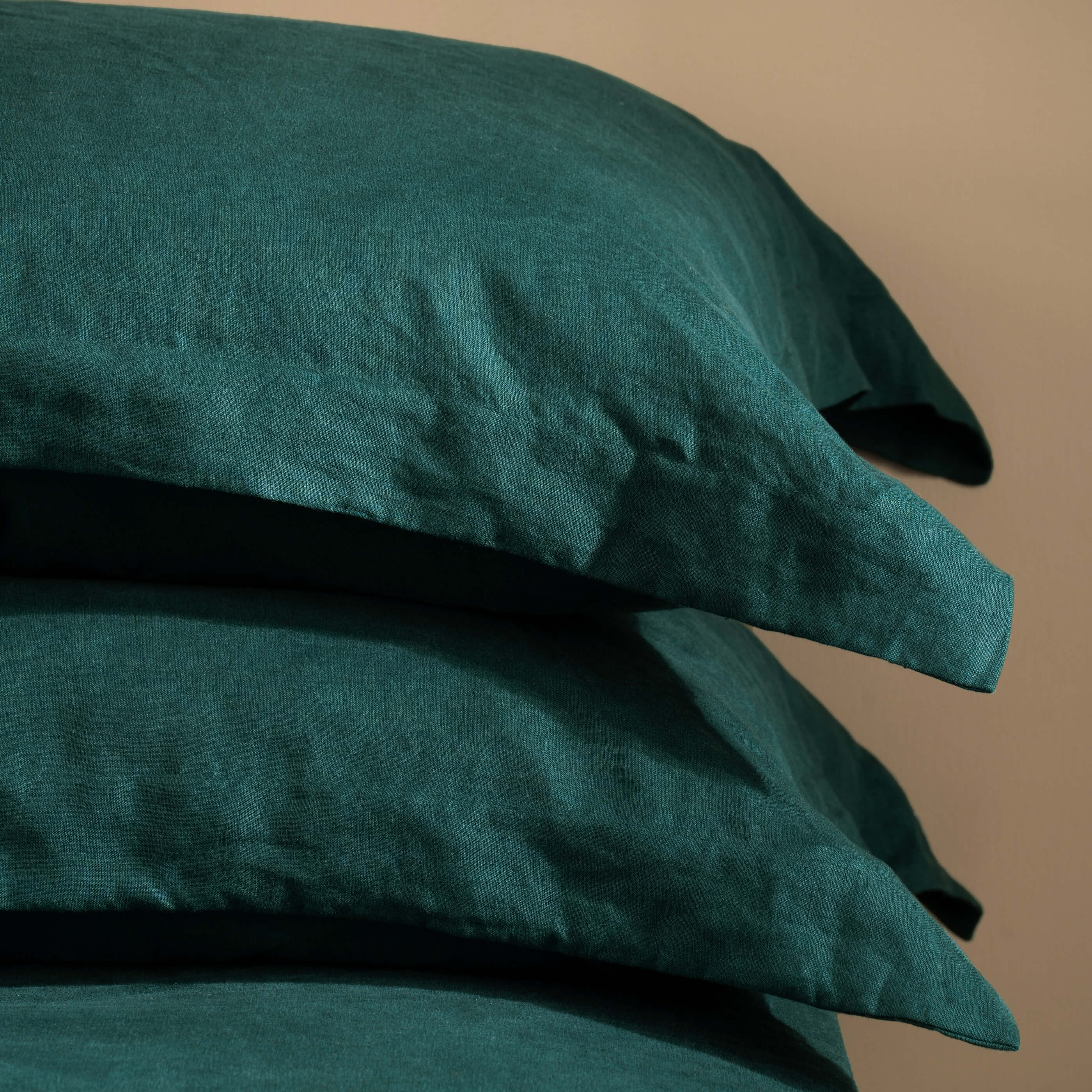Dark Emerald Green French Linen Bedding and Bed Sheets - Image 6