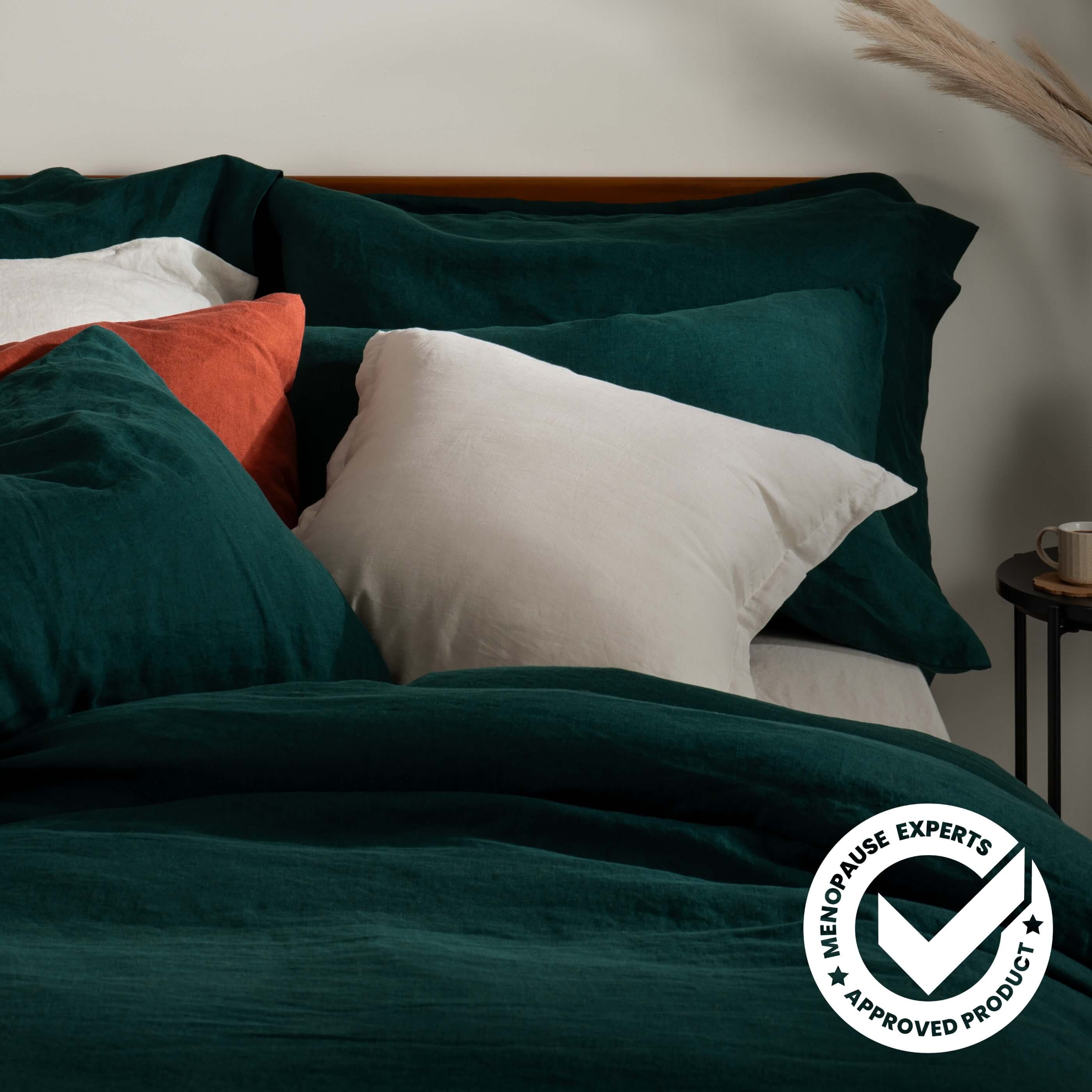 Dark Emerald Green French Linen Bedding and Bed Sheets - Image 9