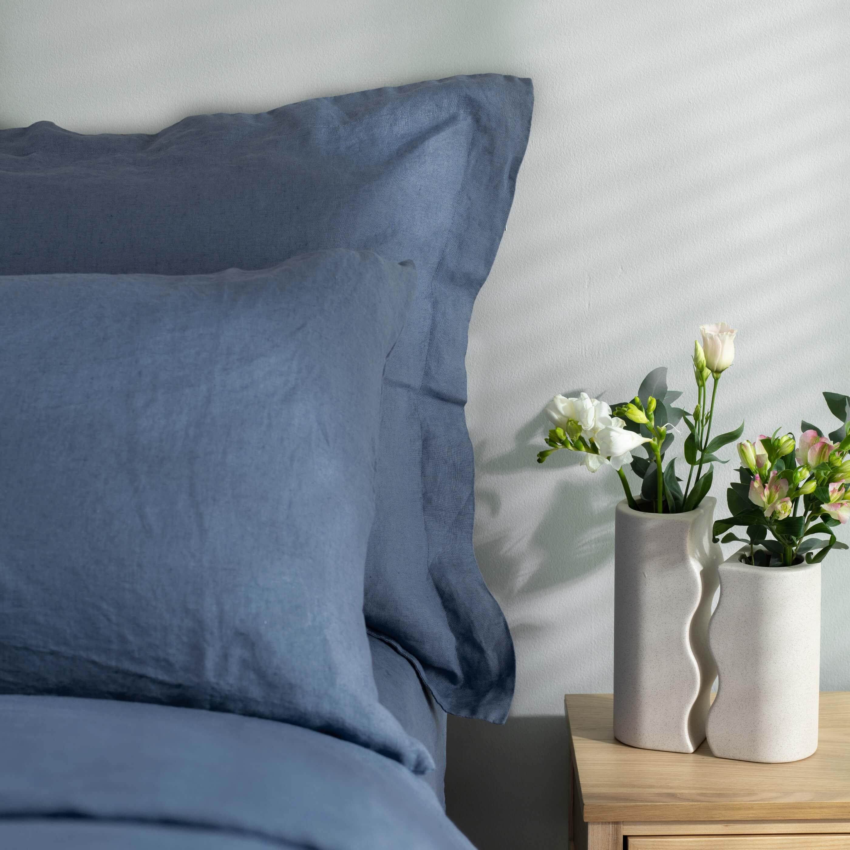 Denim Blue French Linen Pillowcases