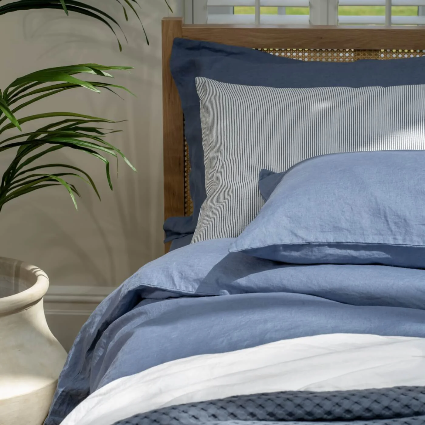 Denim Blue French Linen Pillowcases - Image 3