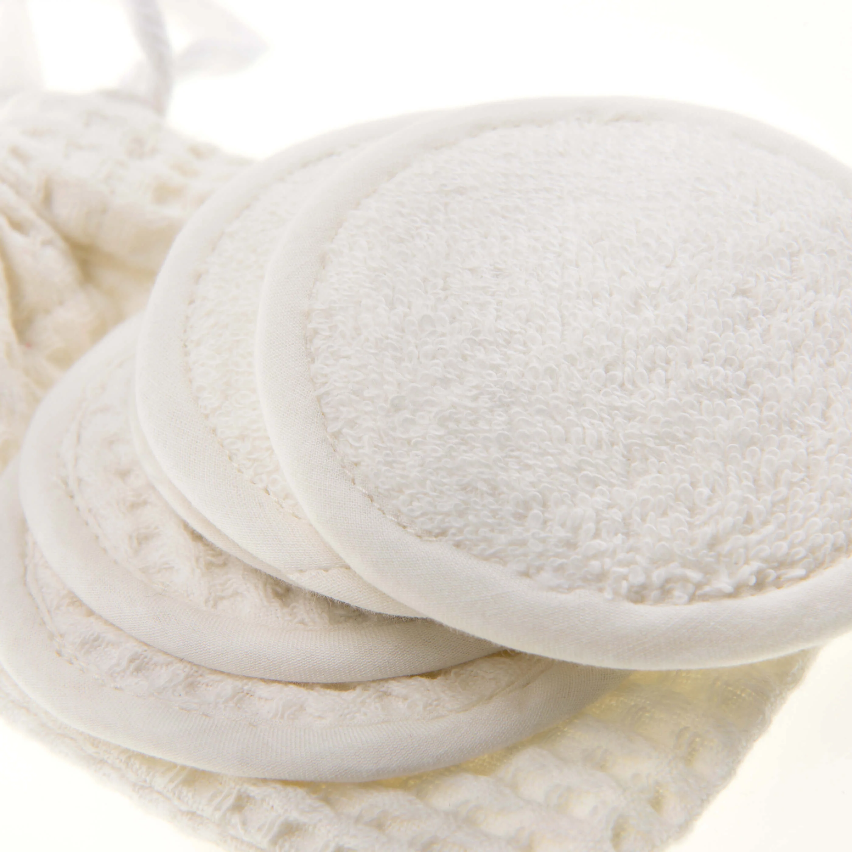 Ecru Waffle Cotton Re-Usable Face Pads & Headband Set - Image 3