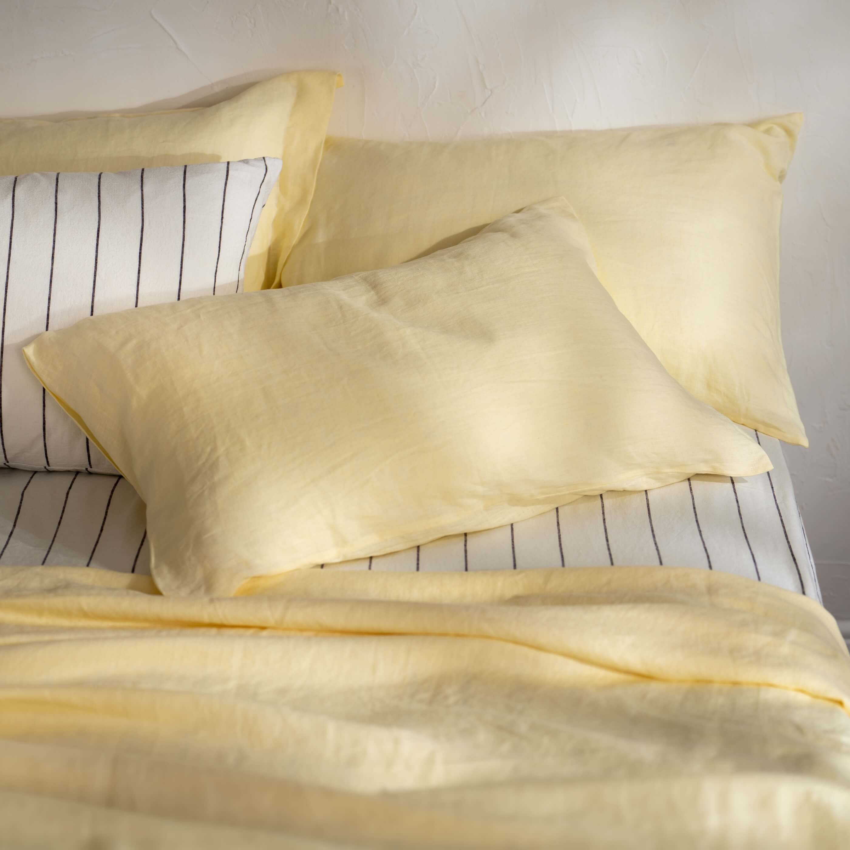 Lemon Yellow French Linen Bed Sets - Image 2