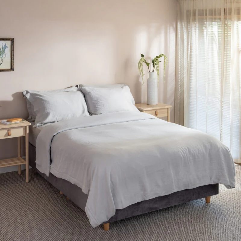 Light Grey French Linen Bed Set - Image 16