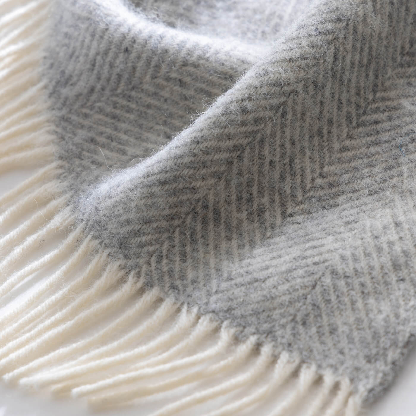 Light Grey Herringbone Pure Wool Cushion - Image 4
