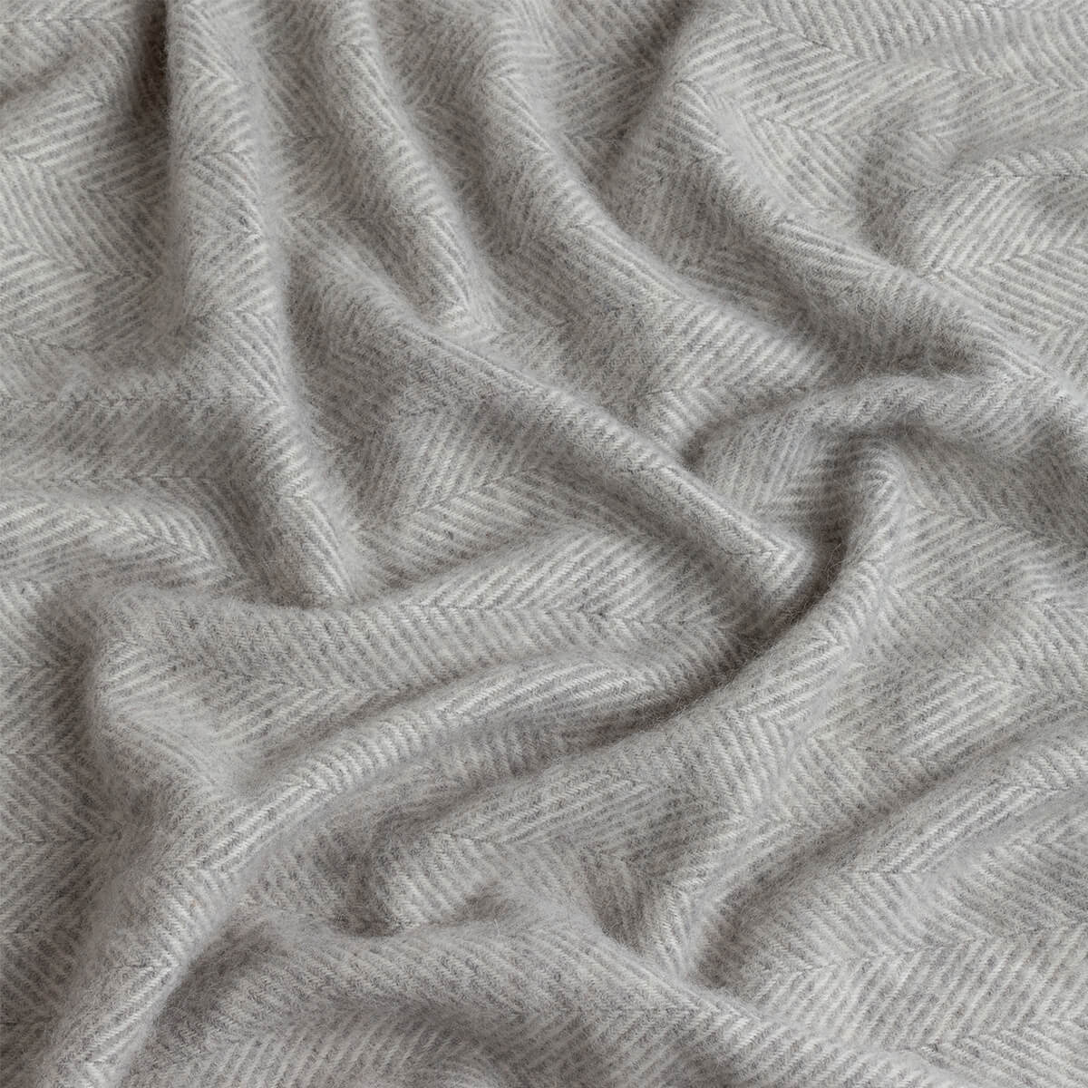 Light Grey Herringbone Pure Wool Throw - Image 2