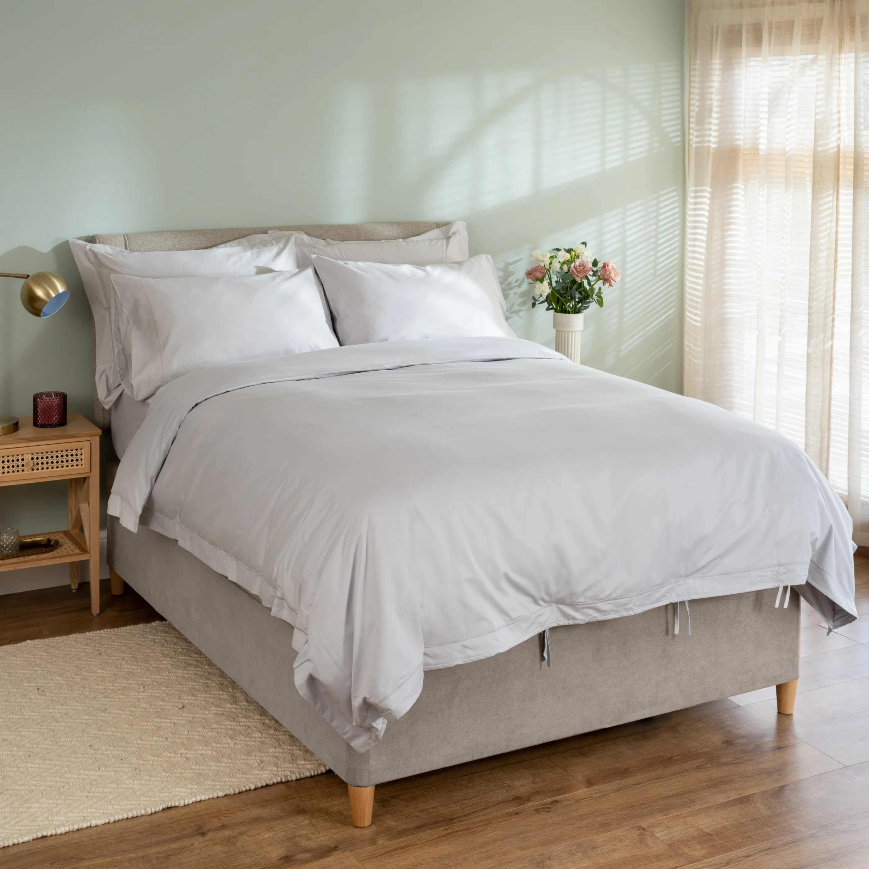 Light Grey 600 Thread Count Egyptian Cotton Super King Bed Set with 40cm Deep Fitted Sheet - Image 7