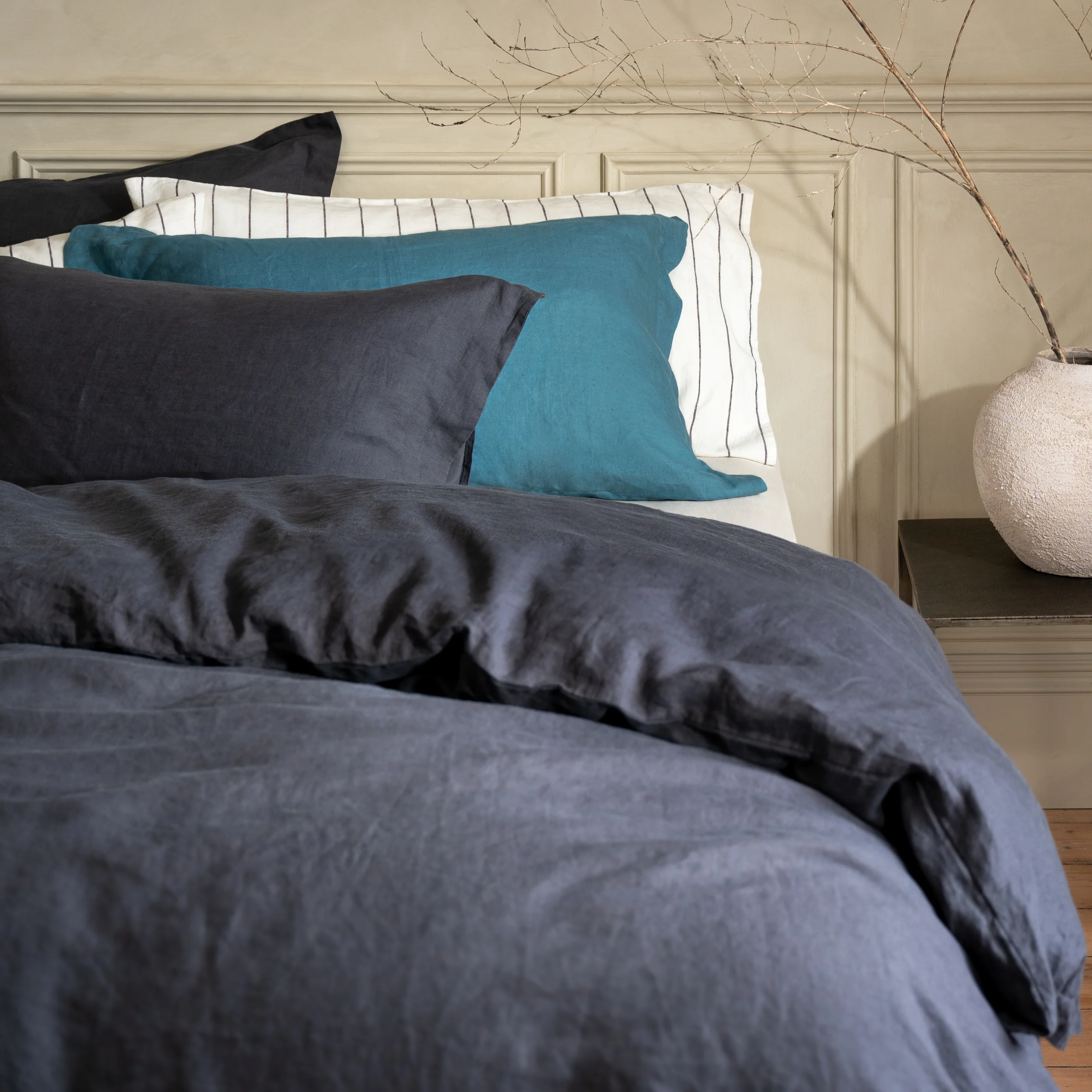 Midnight Grey French Linen Bed Sets - Image 6