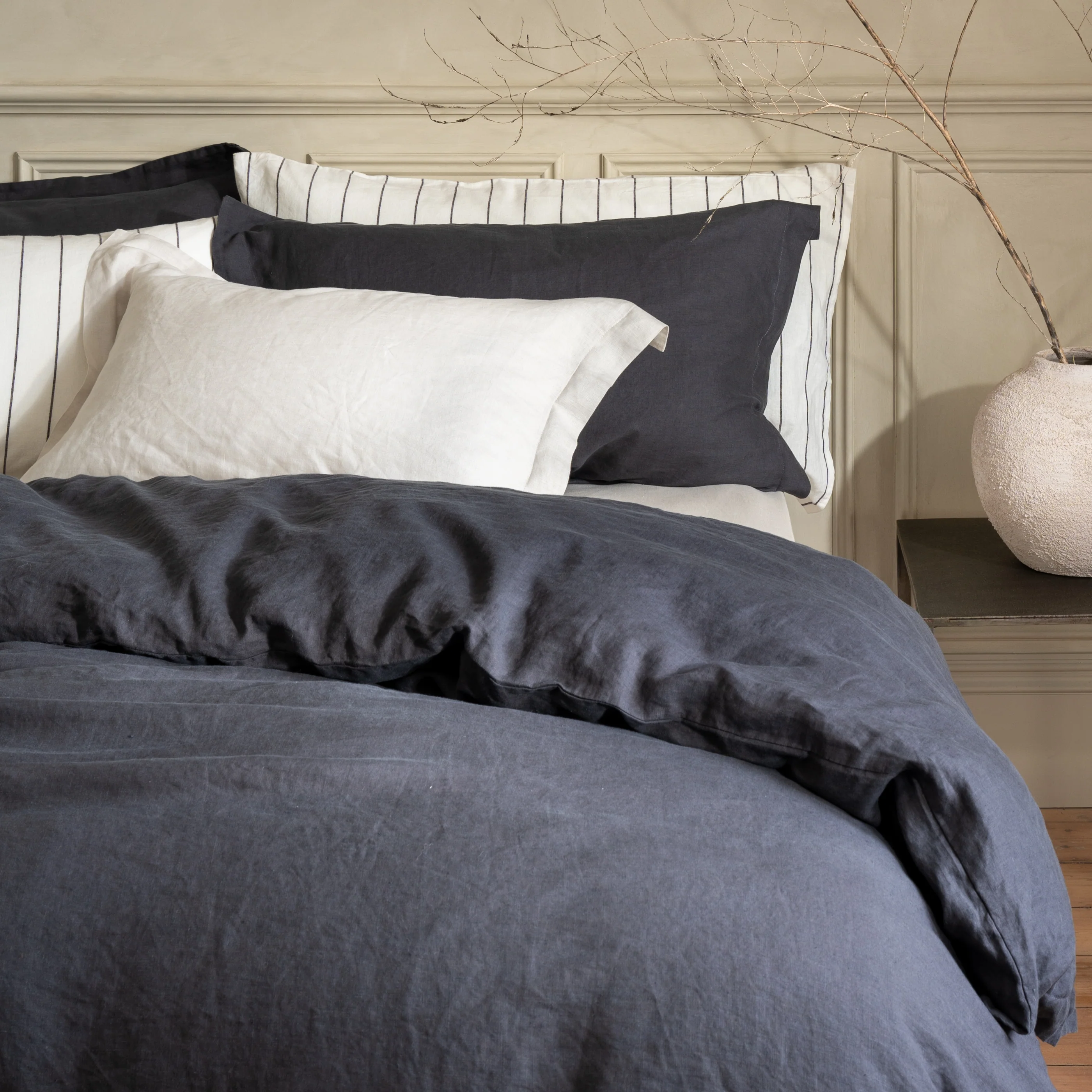 Midnight Grey French Linen Pillowcases - Image 7