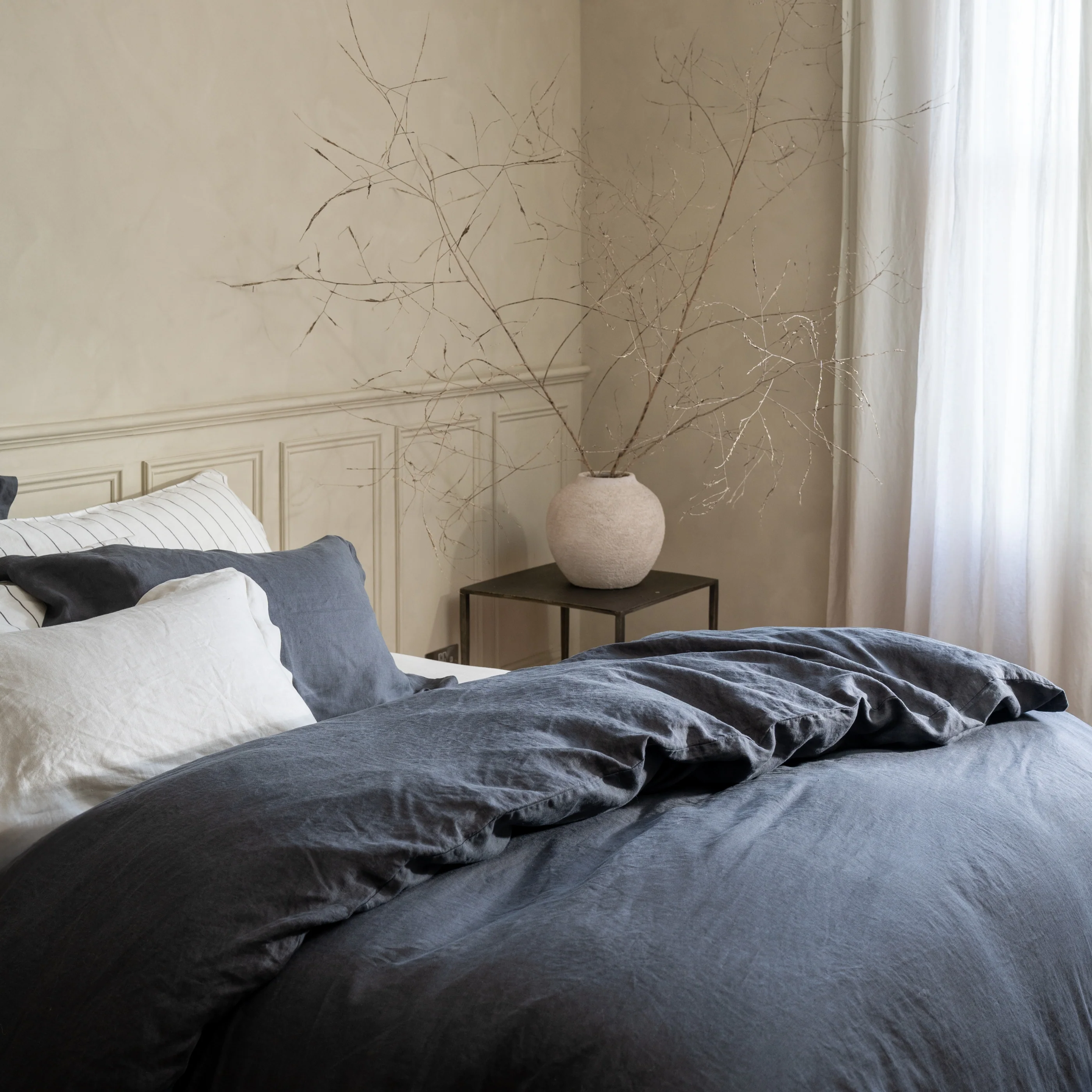 Midnight Grey French Linen Pillowcases - Image 9
