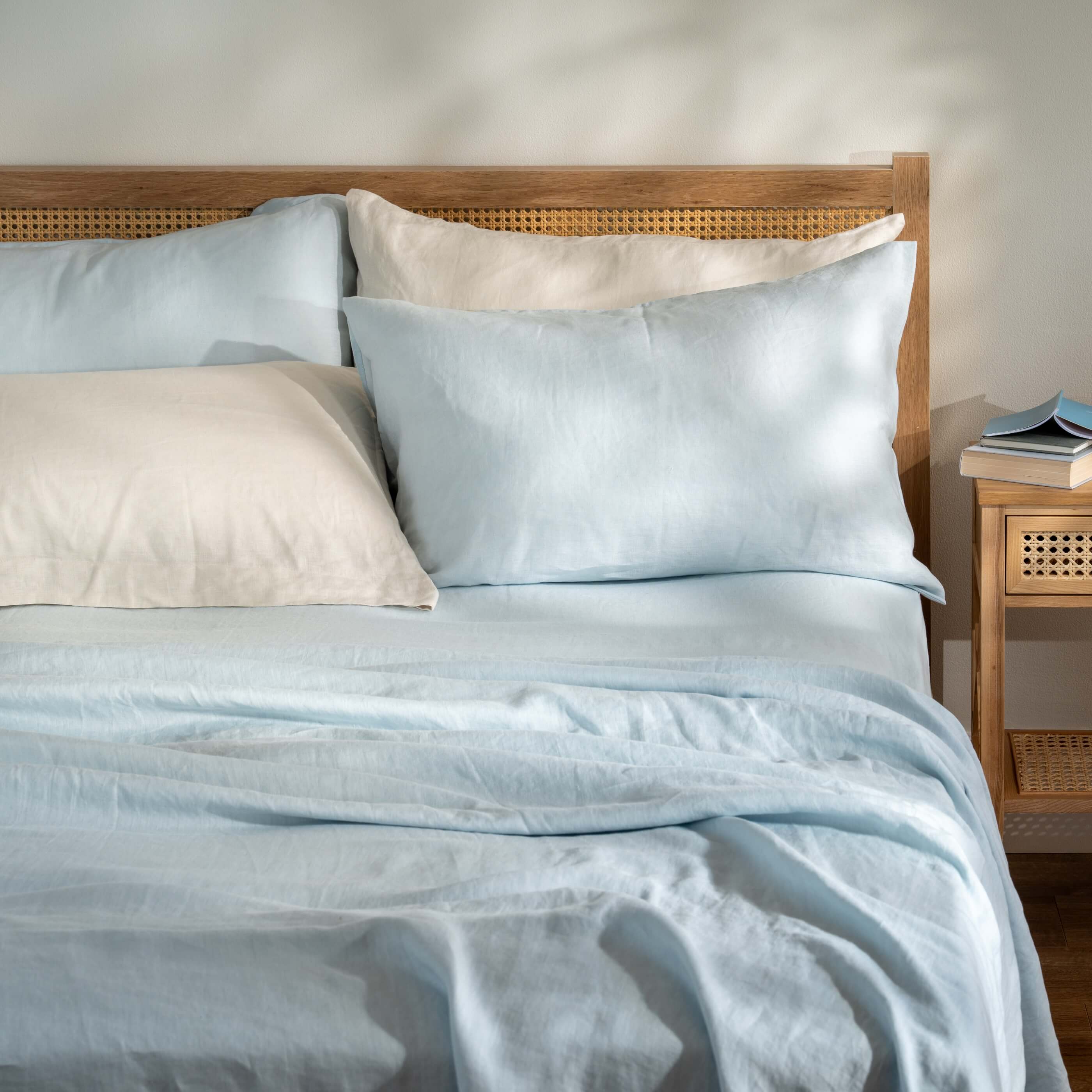 Mineral Blue French Linen 40cm Deep Fitted Sheets - Image 3