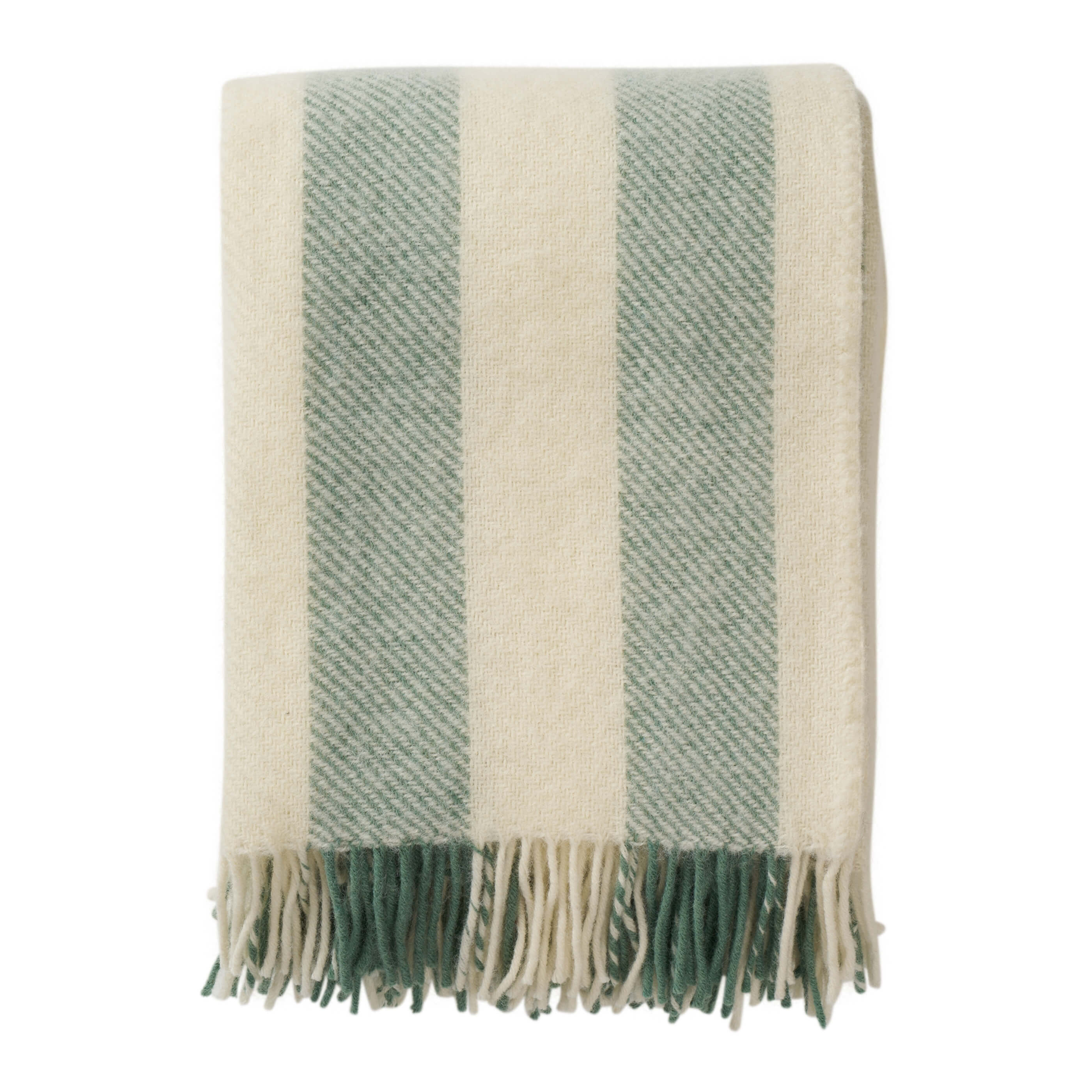 Misty Green Brushed Wool Stripe Throw - Image 3