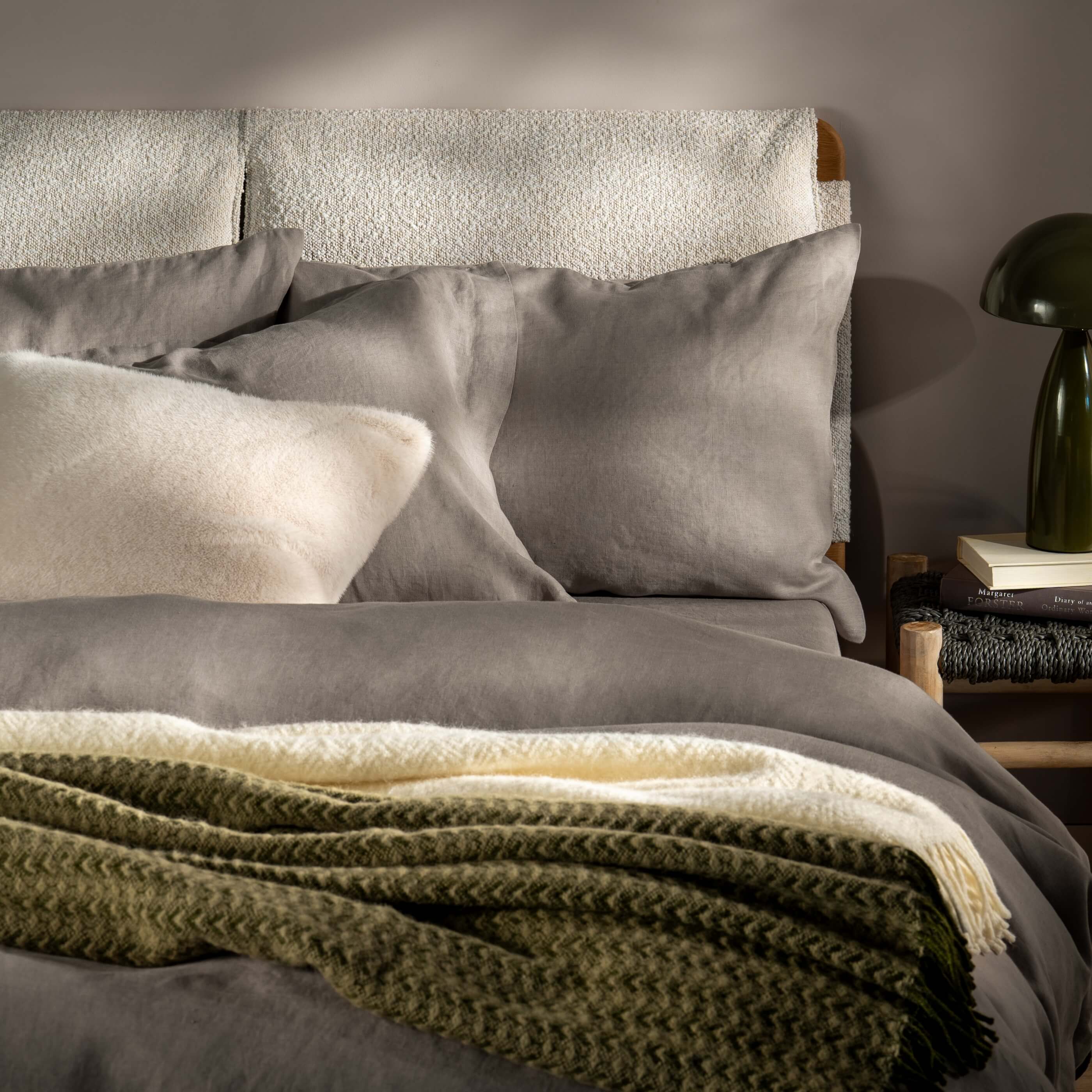 Moss Green Brushed Lambswool Cardigan Throw - Image 2