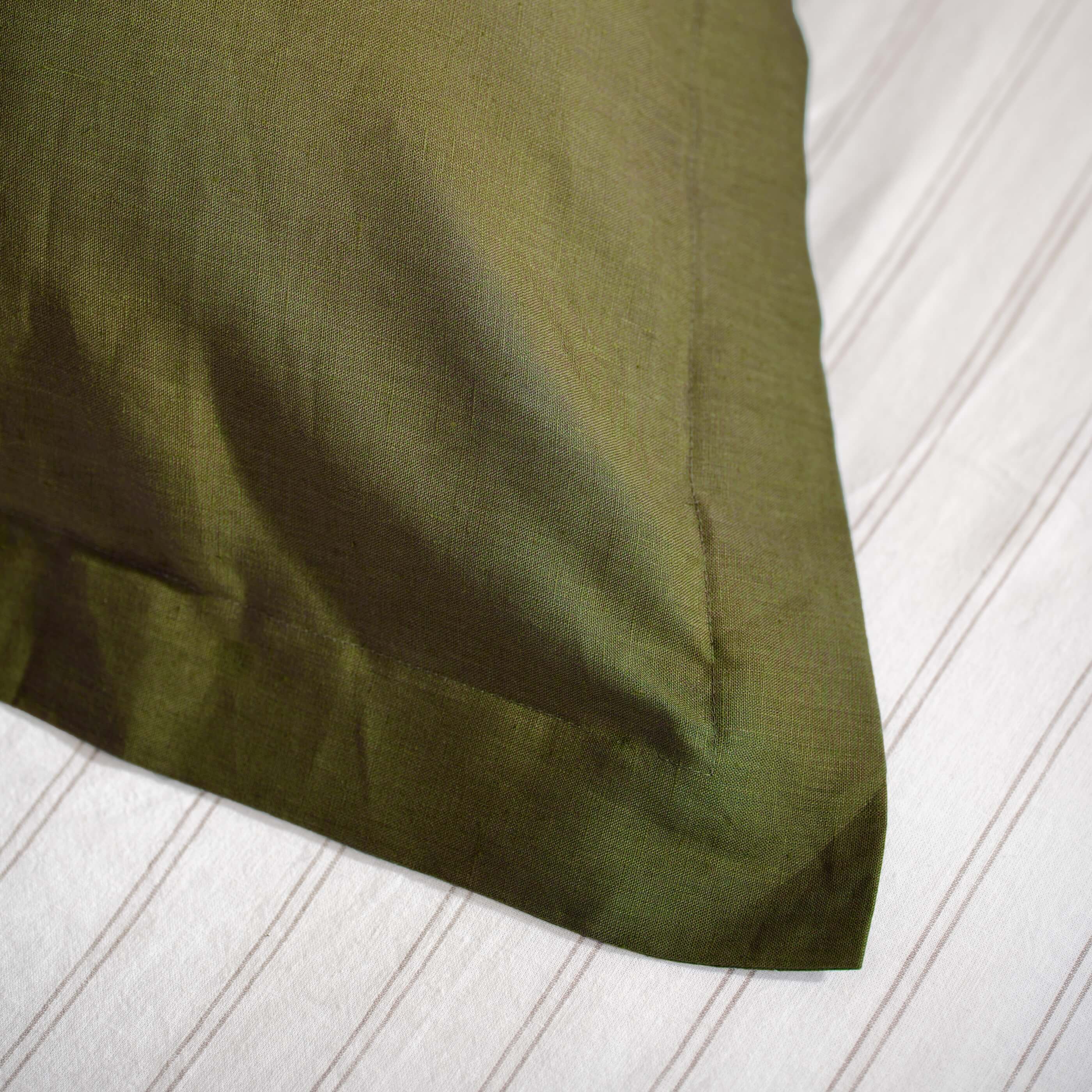 Olive Green French Linen Duvet Cover - Image 5