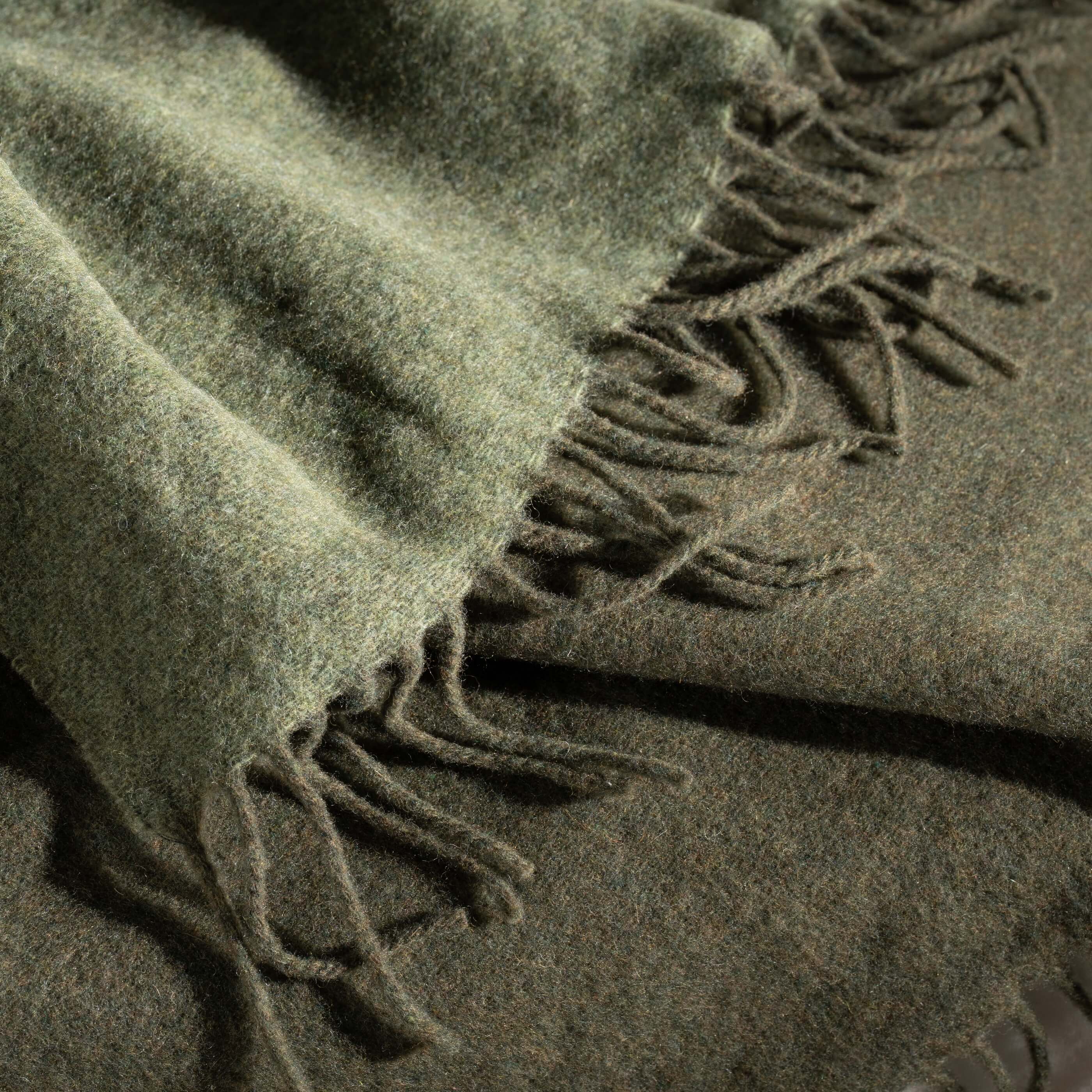 Olive Green Luxury Wool with Cashmere Throw