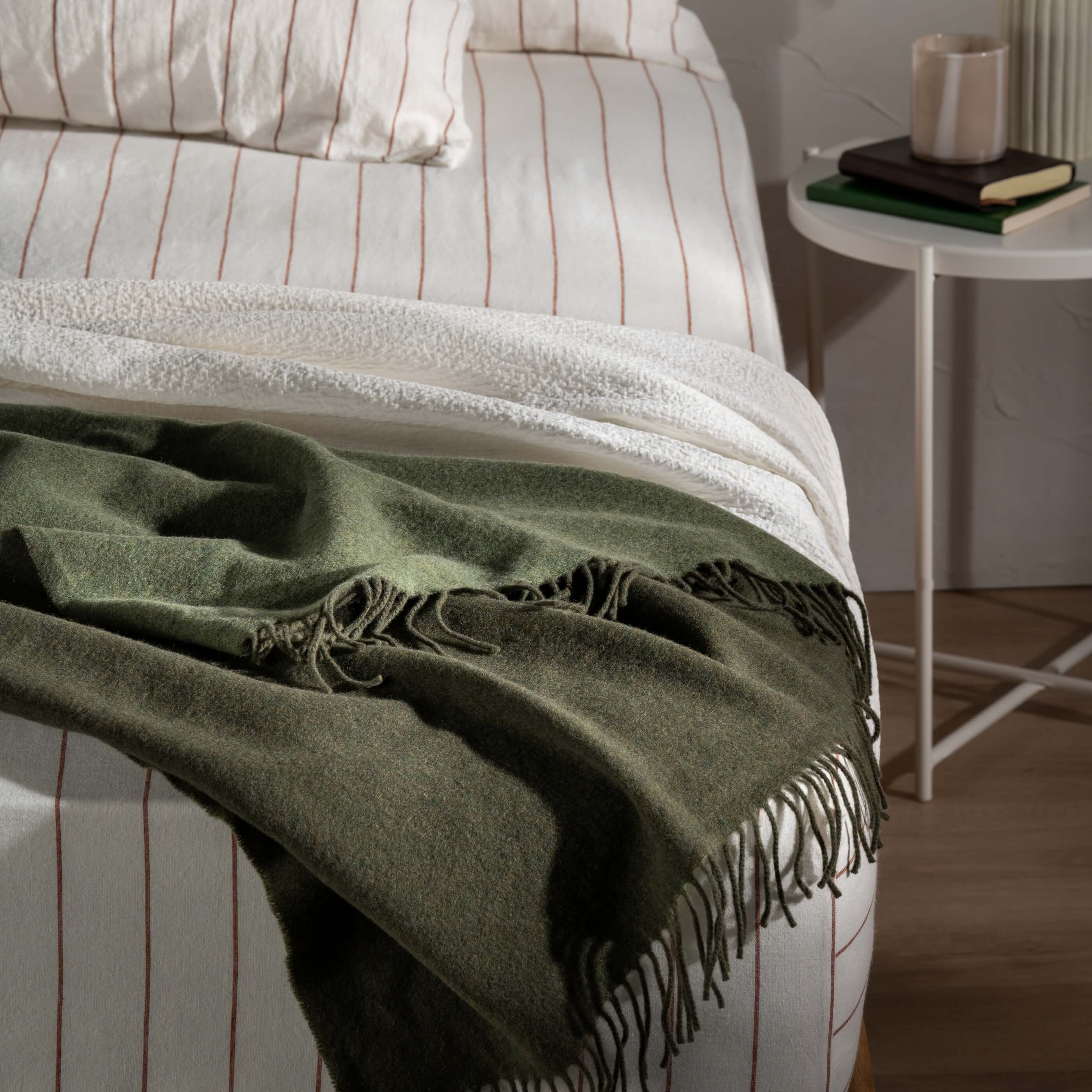 Olive Green Luxury Wool with Cashmere Throw - Image 2