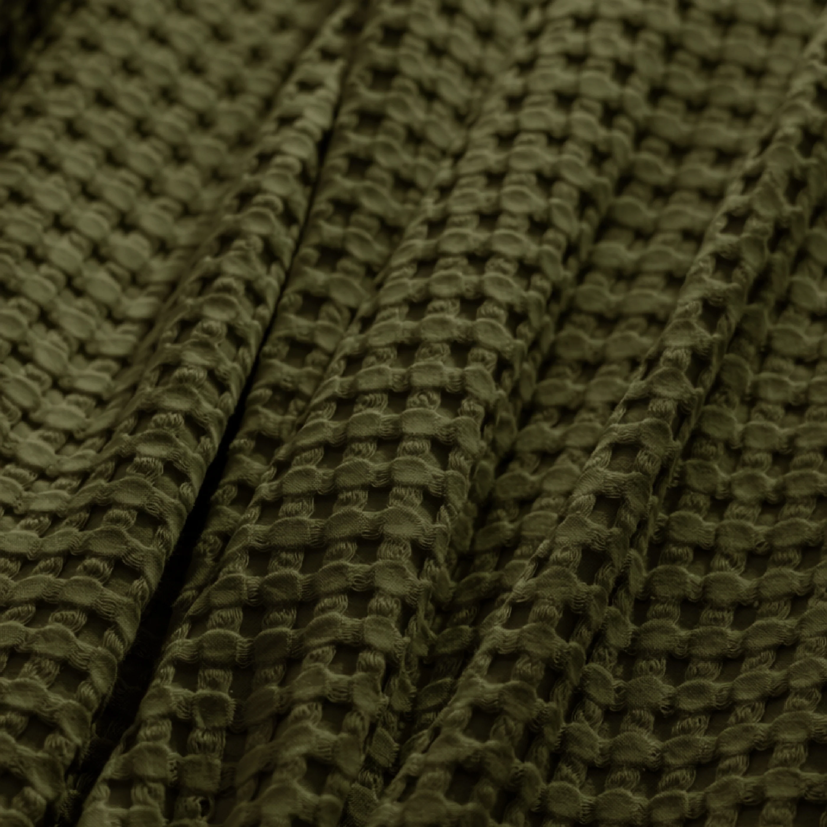 Olive Green Waffle Cotton Bedspread - Image 3