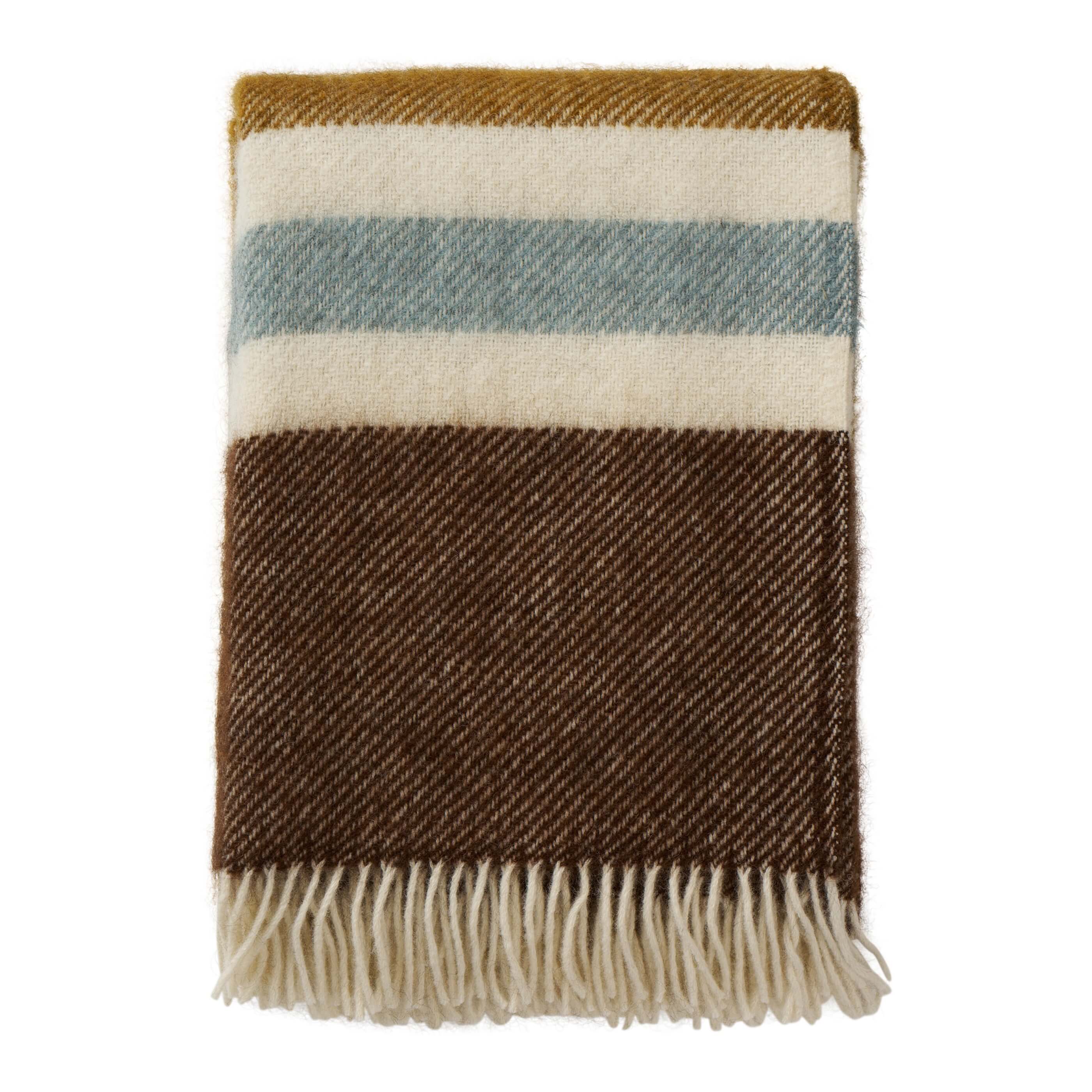 Walnut/Ochre Brushed Wool Multi Stripe Throw - Image 4