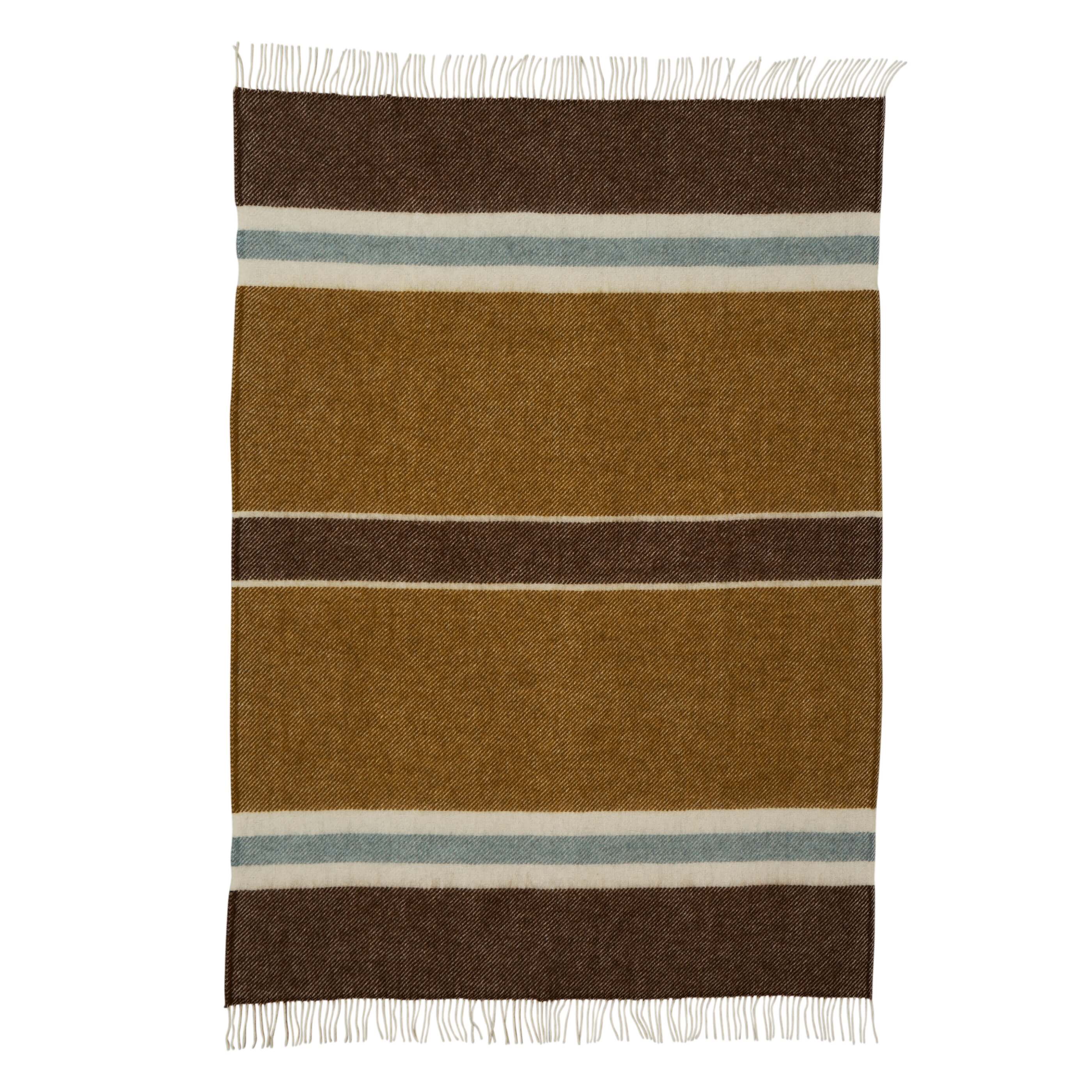 Walnut/Ochre Brushed Wool Multi Stripe Throw - Image 5