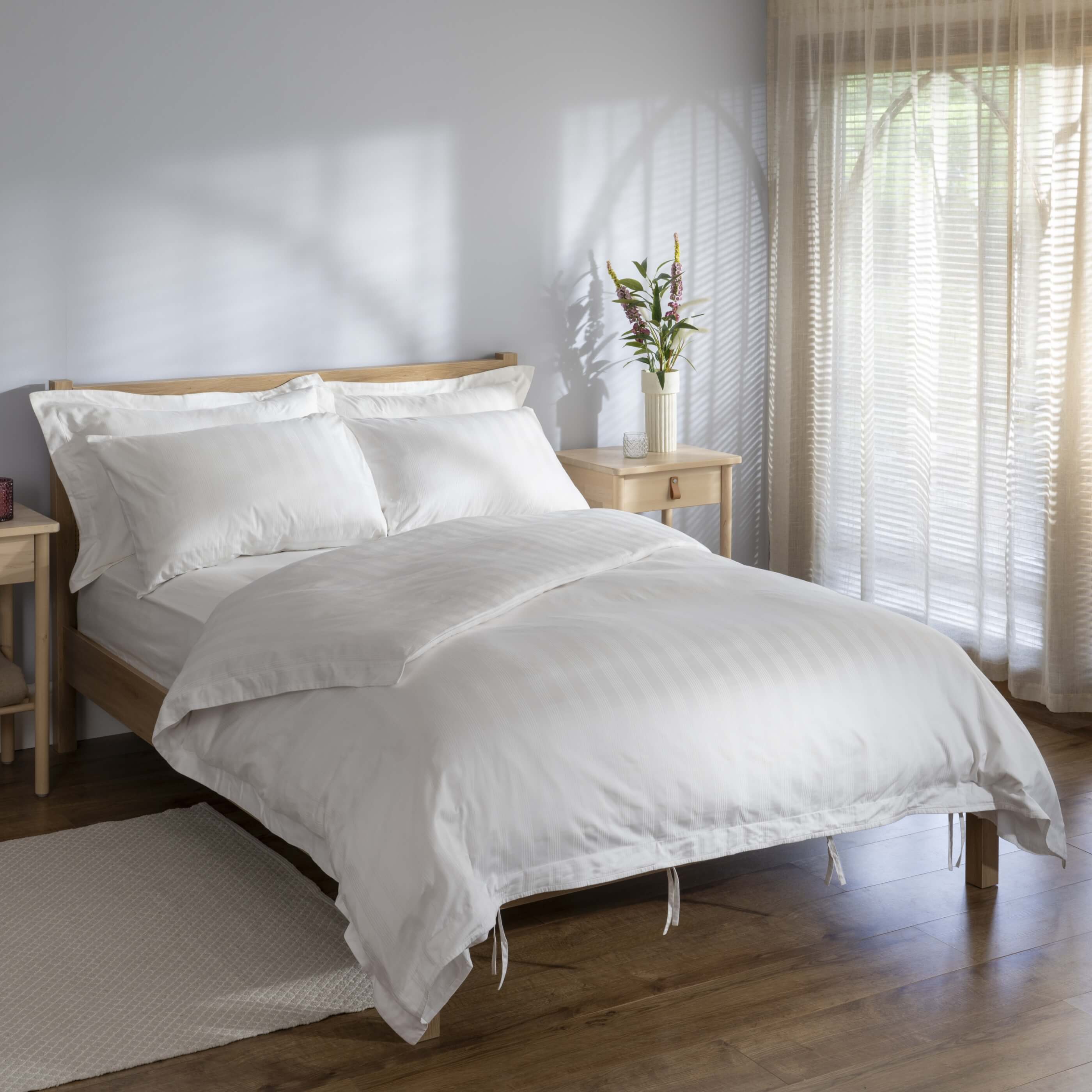 White 400 Thread Count Cotton Dobby Stripe Pillowcases - Image 3