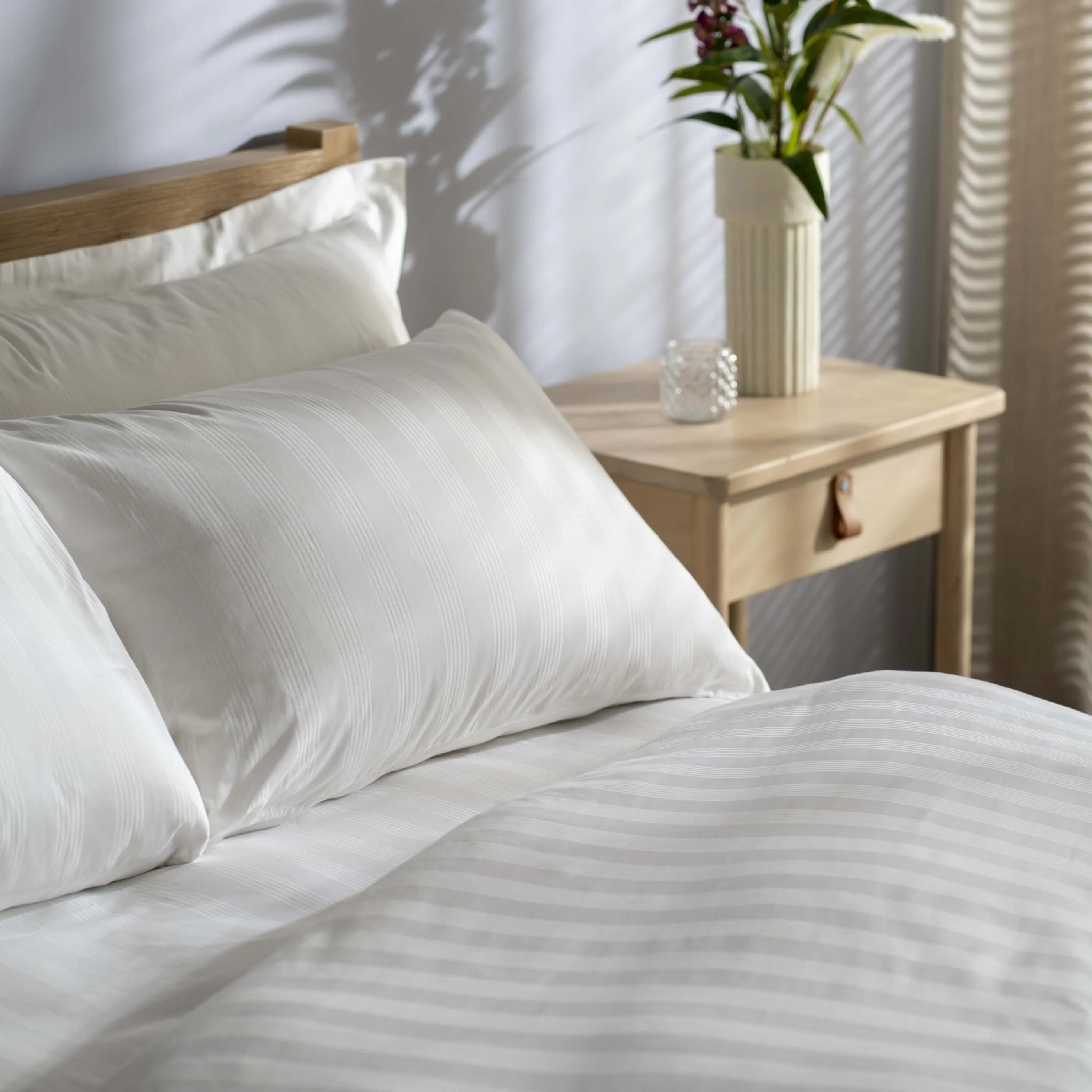 White 400 Thread Count Cotton Dobby Stripe Pillowcases - Image 4