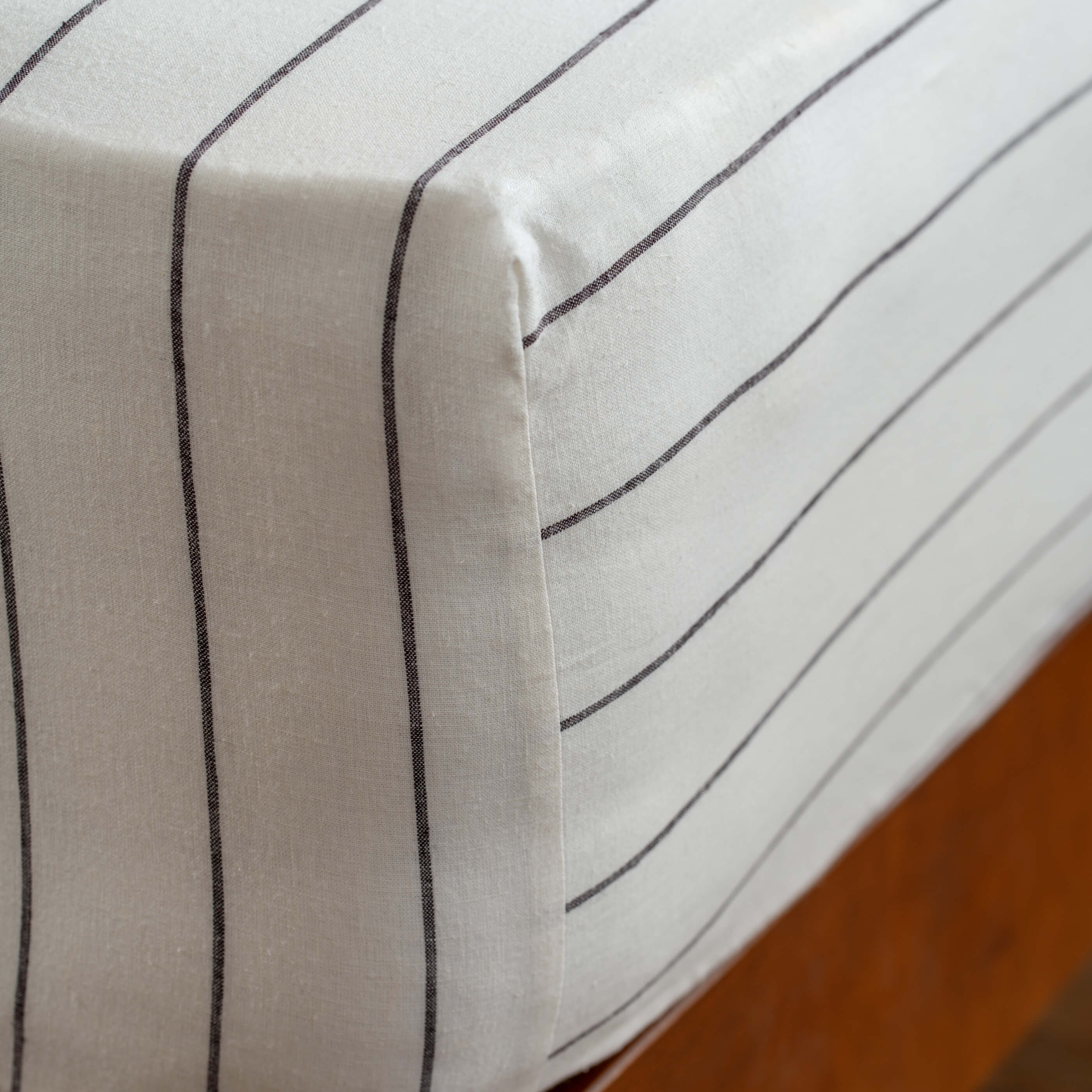 White/Blackberry Pinstripe Linen Cotton Blend Duvet Cover - Image 8