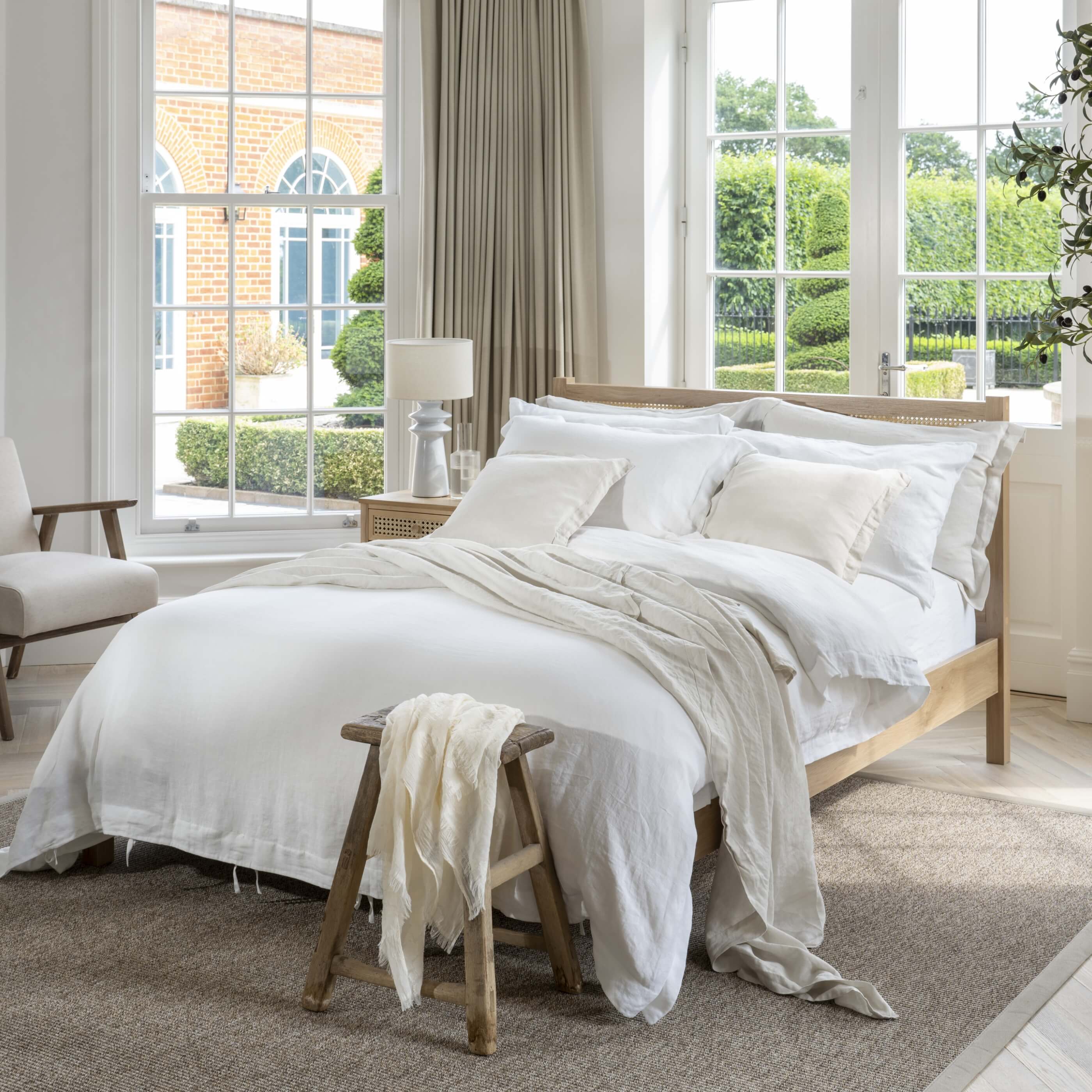 White French Linen Bed Set Superking