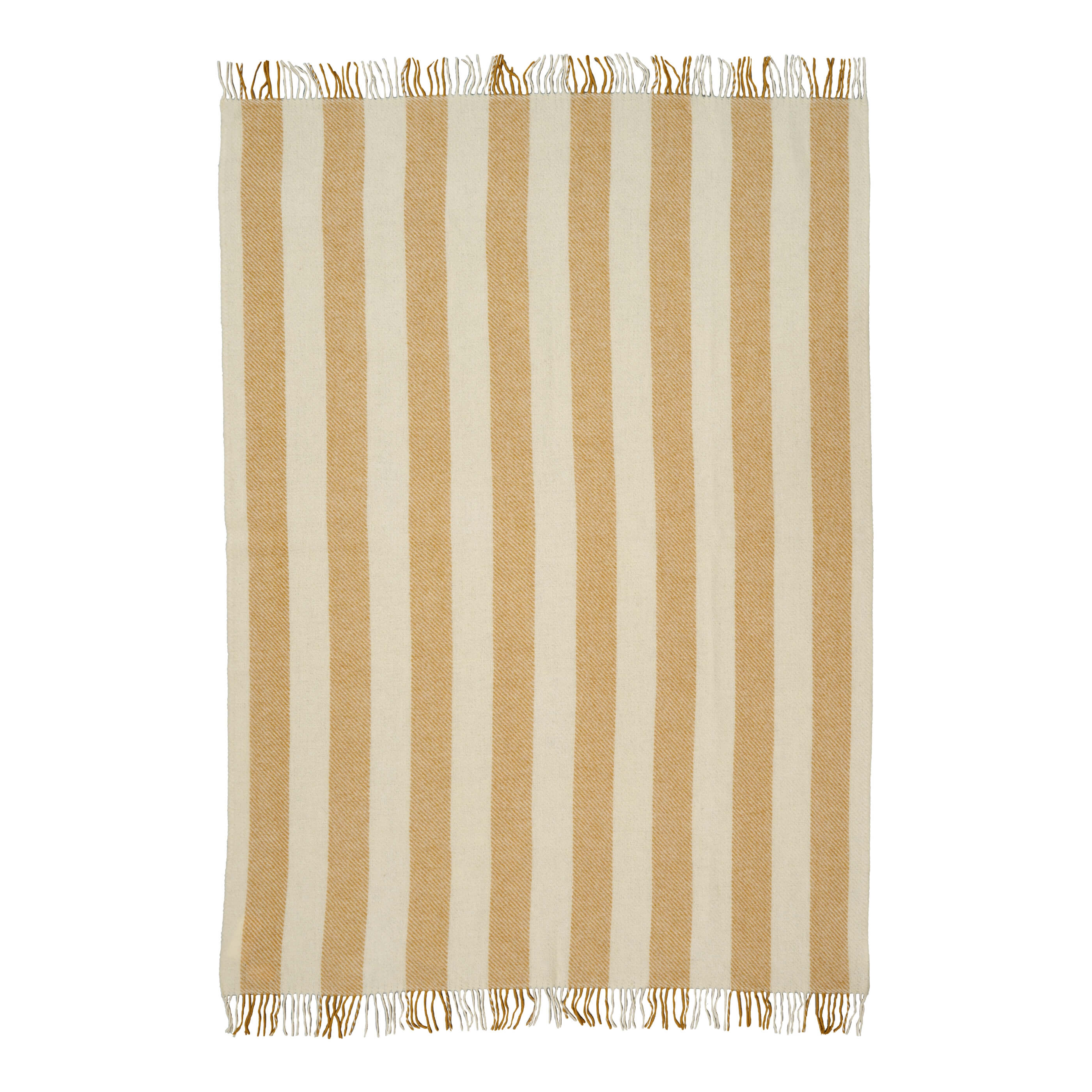 Yellow Ochre Brushed Wool Stripe Throw - Image 4